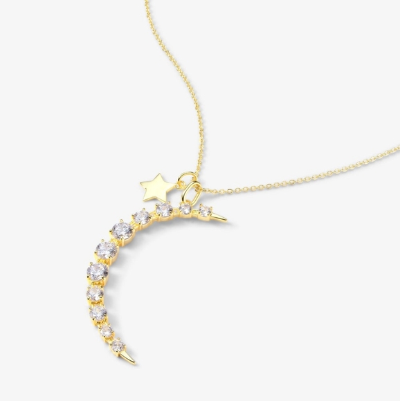 Gold Cresent Moon and Star Neckless. - Picture 2 of 3